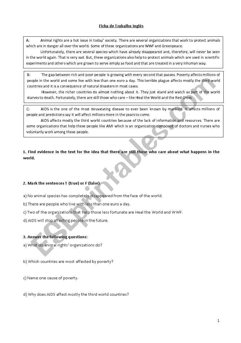 English Test worksheet