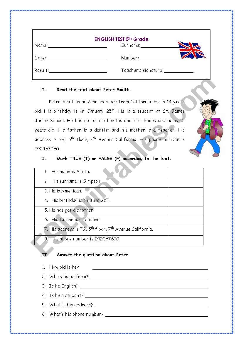 English Test  worksheet