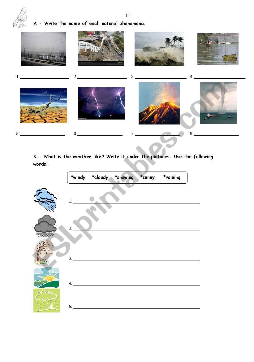 Weather & Natural phenomena worksheet