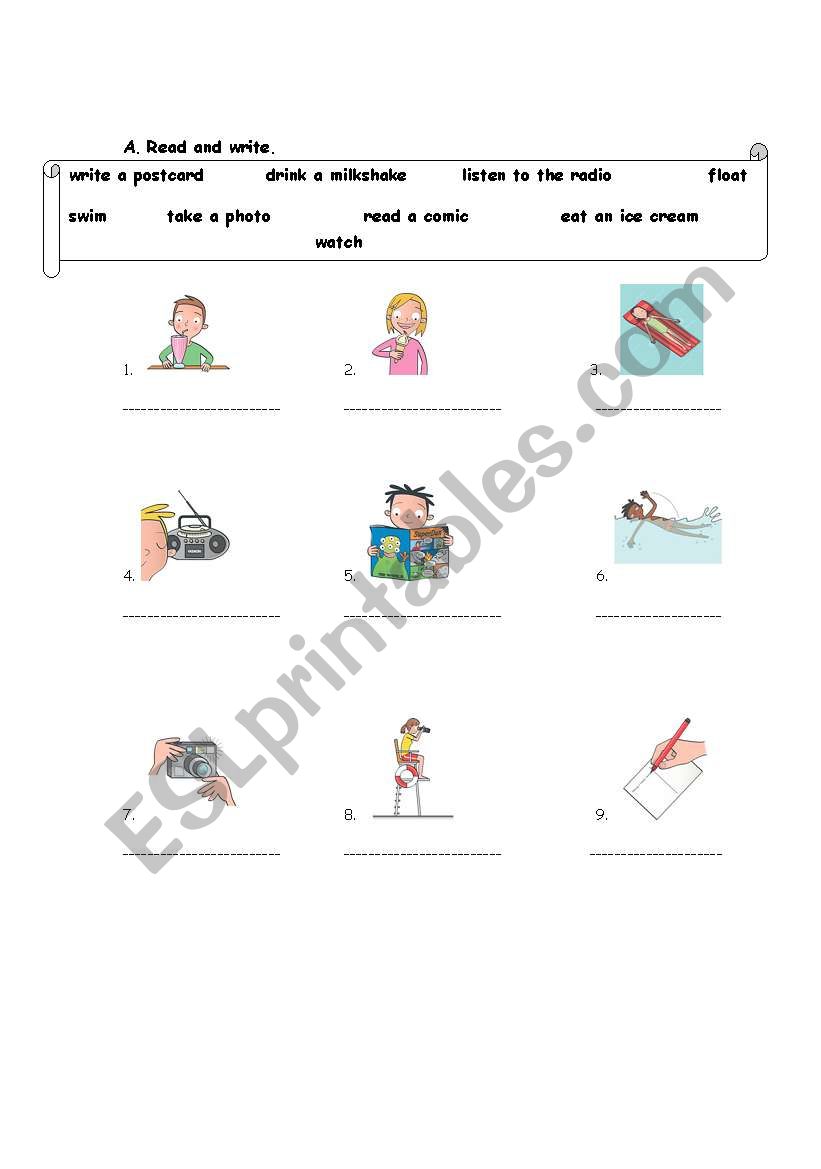 Outdoor activities worksheet