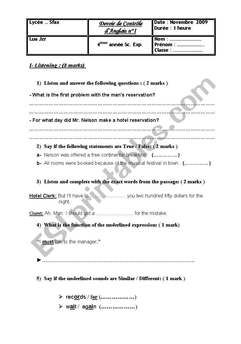 Mid term test n1( 4th form C.Core)