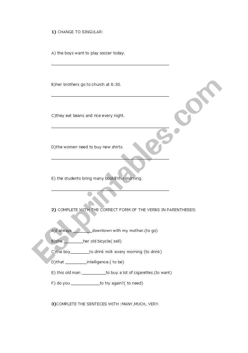 Simple present worksheet