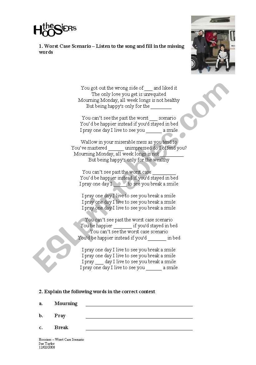 Worst Case Scenario worksheet