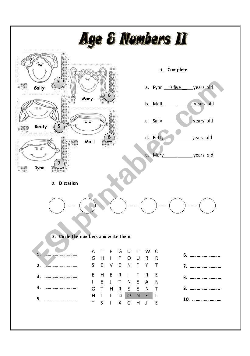 Age & Numbers II worksheet