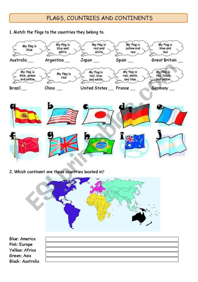 Flags, countries and continents