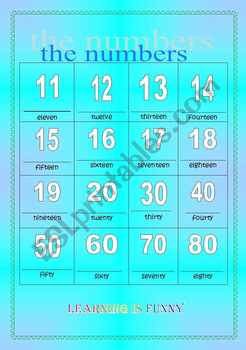 numbers 11-80 worksheet