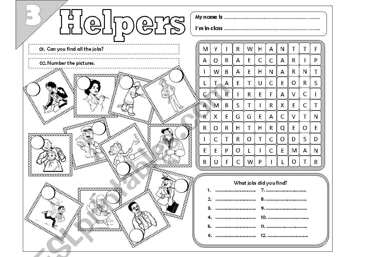 Helpers - 03 (+ Answer Key) worksheet