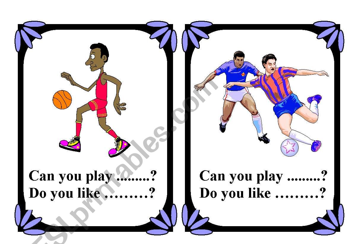 Sports Flash cards worksheet