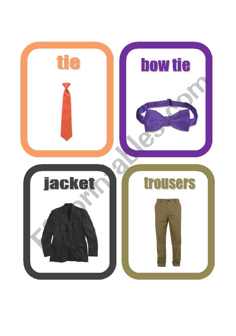 Clothes flashcards set 4 worksheet