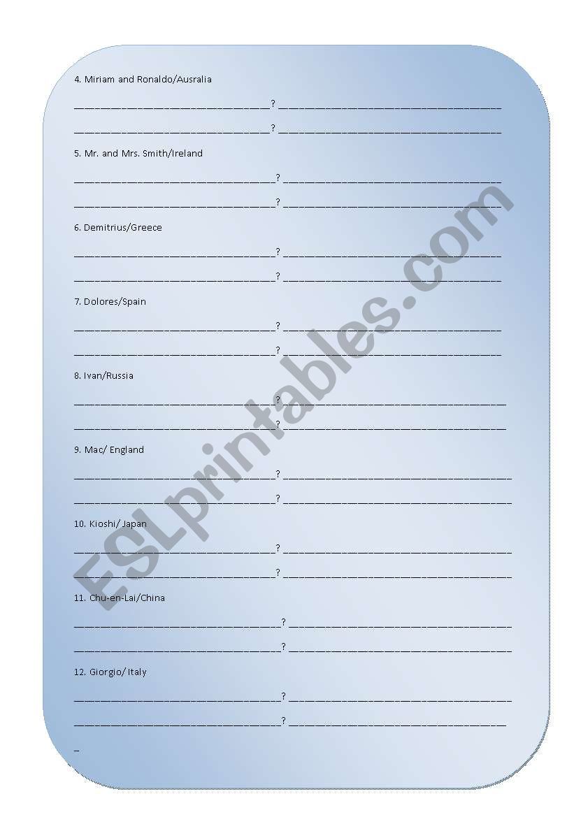 nationality worksheet