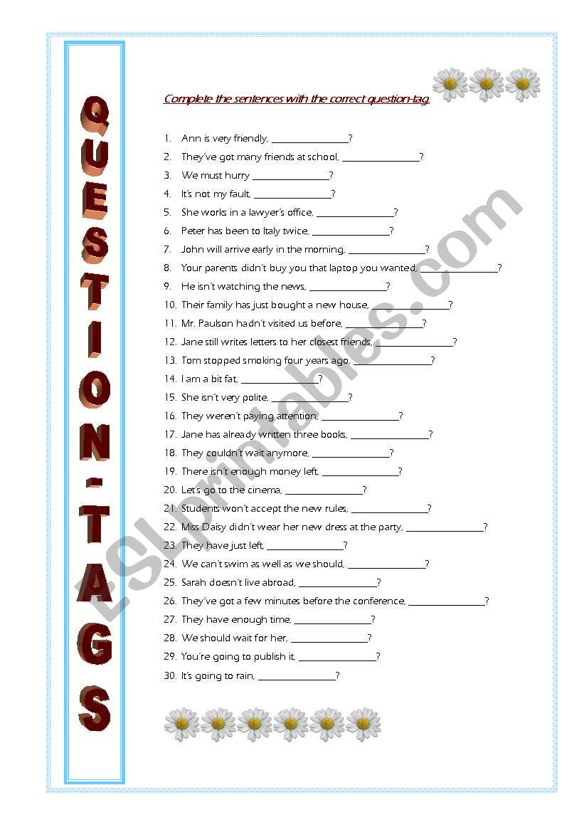 Question-tags worksheet