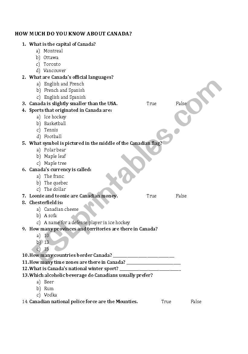 How much do you know about Canada?