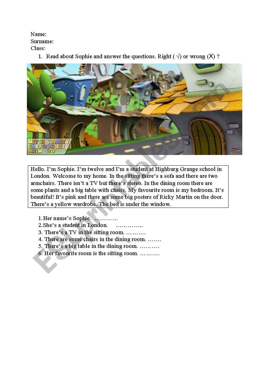 A reading activity worksheet