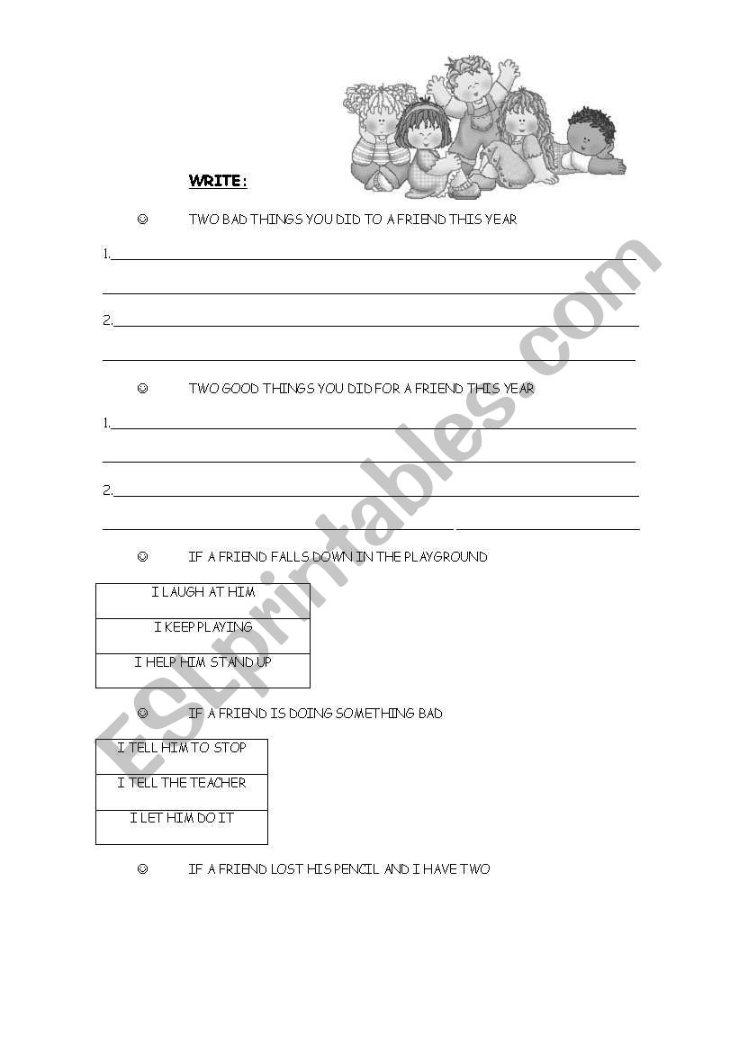 friendship worksheet