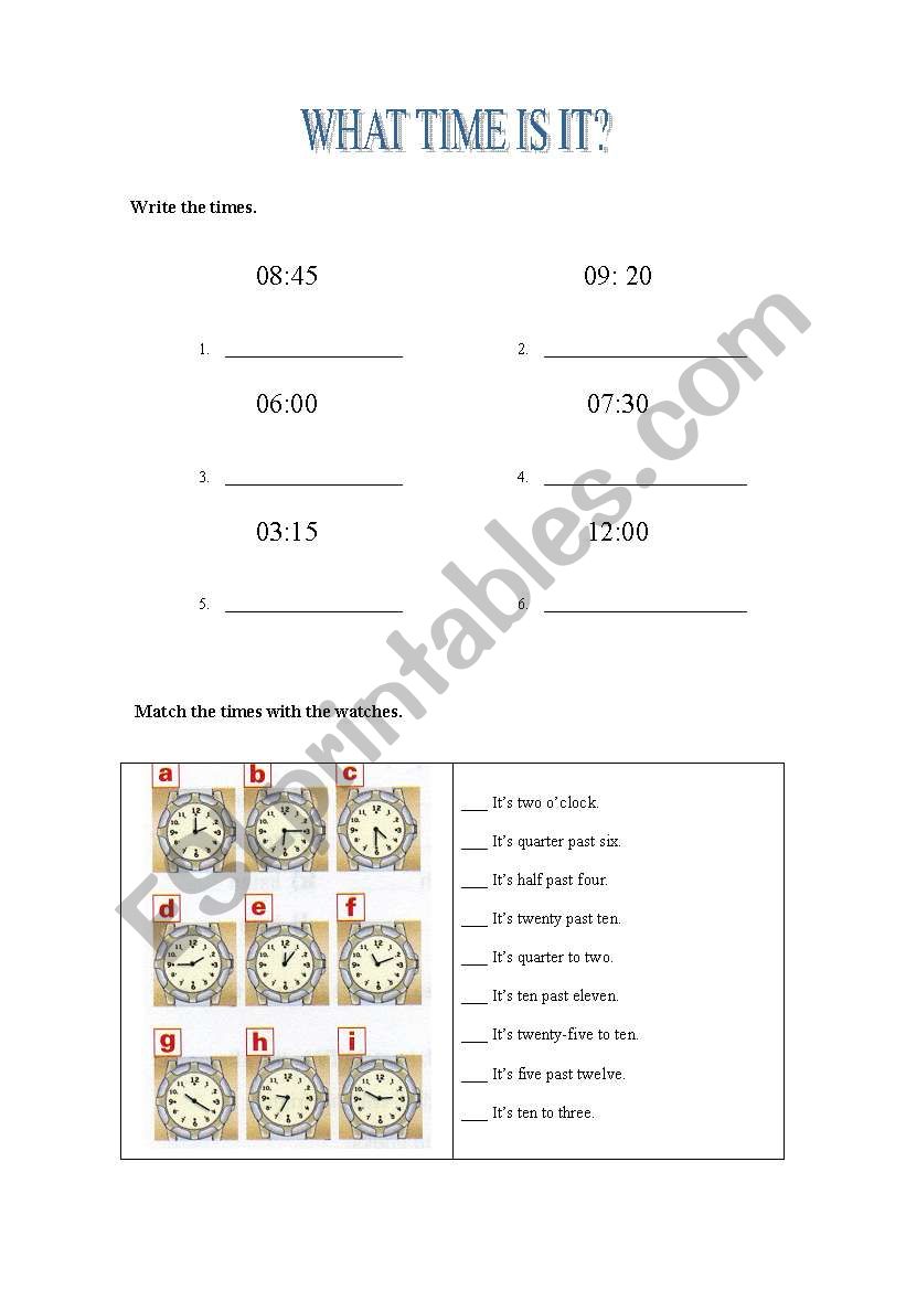 Telling the time worksheet