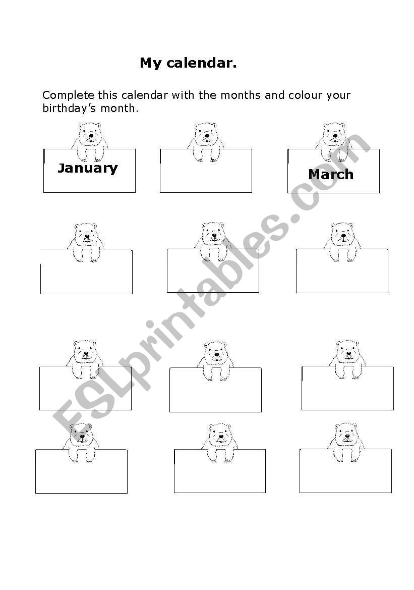 Months of the year worksheet