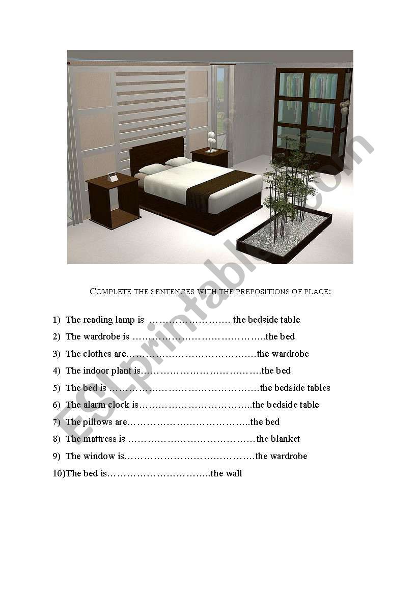 Bedroom worksheet