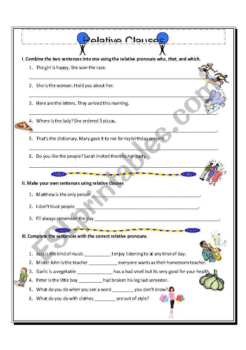 Relative Clauses - who, that, which