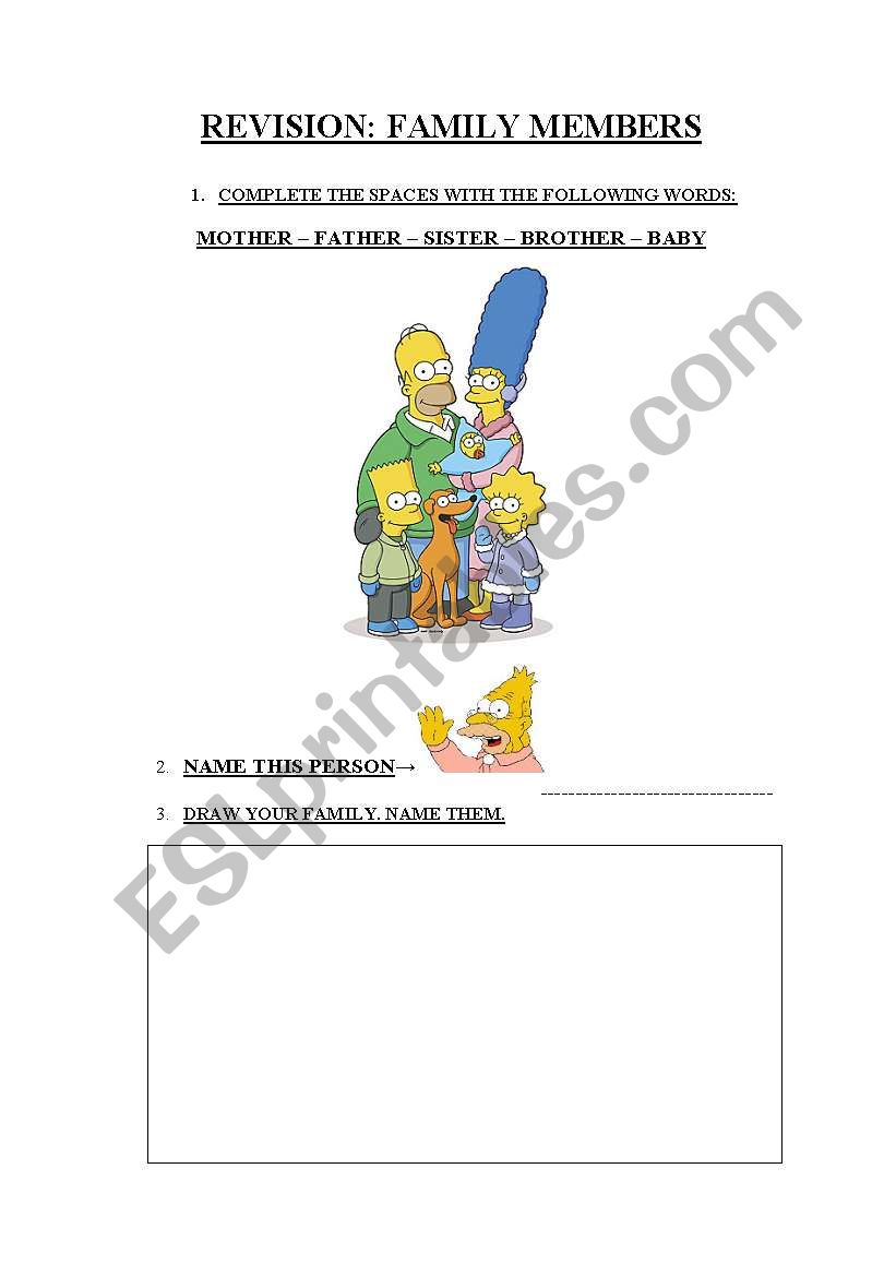 family members worksheet