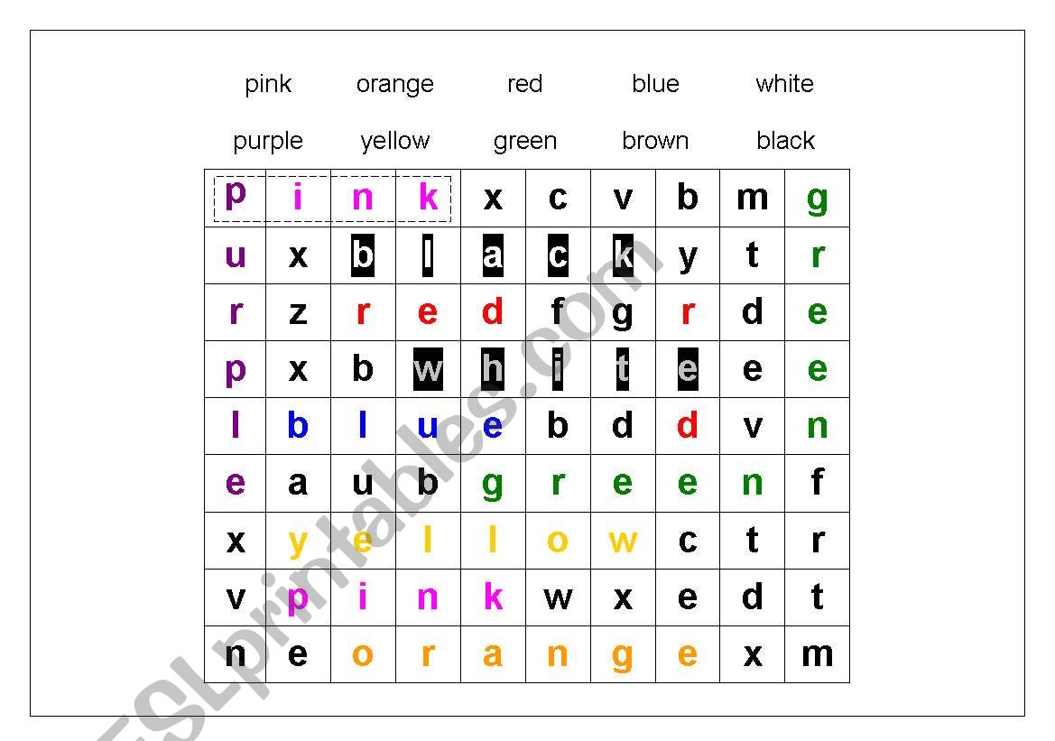 Wordsearch worksheet