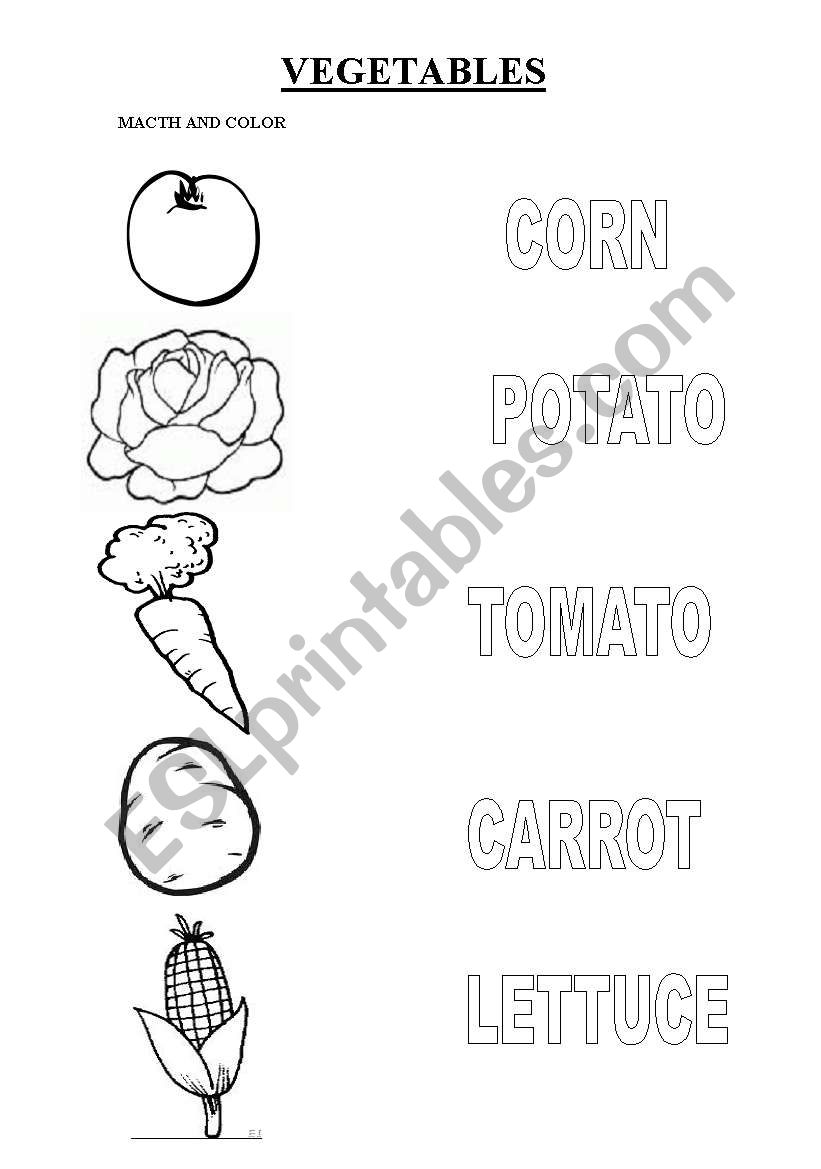 VEGETABLES worksheet