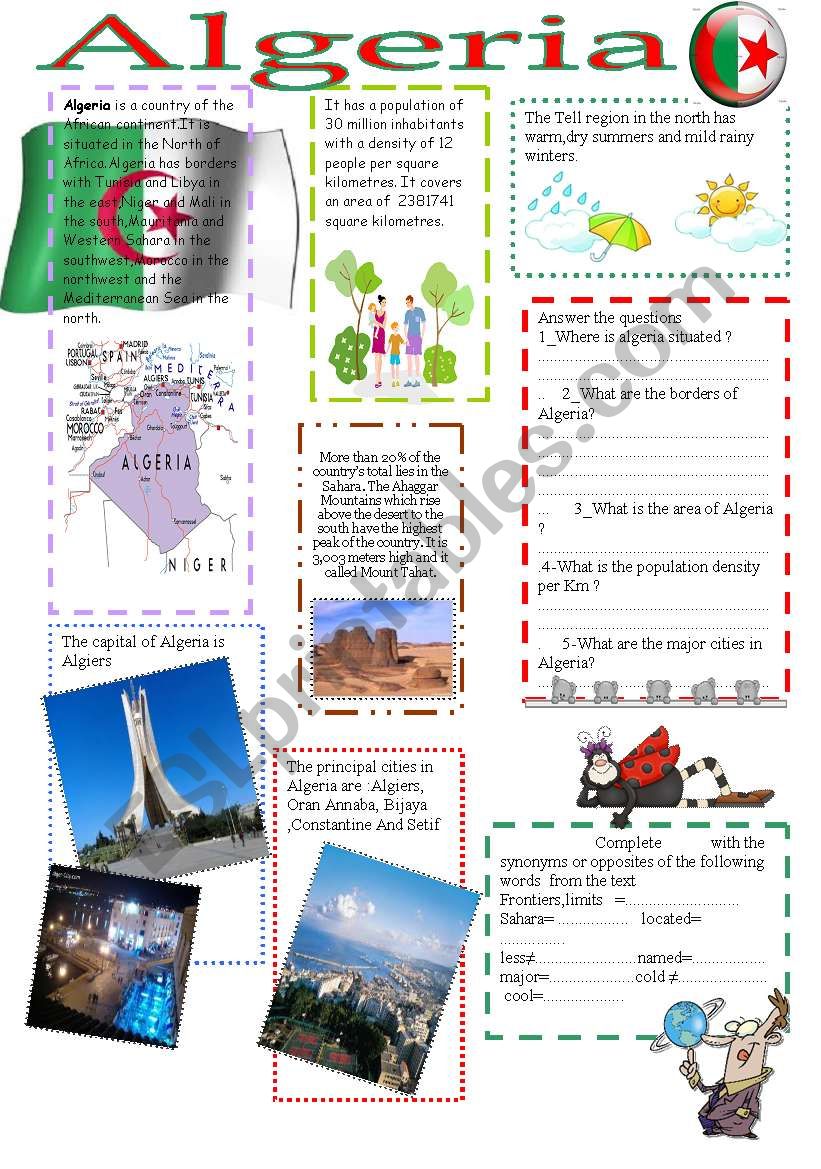 Algeria worksheet