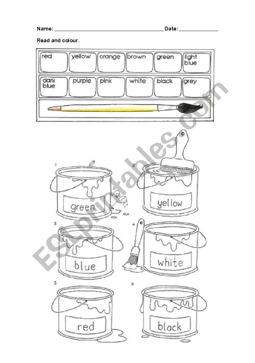 colours worksheet