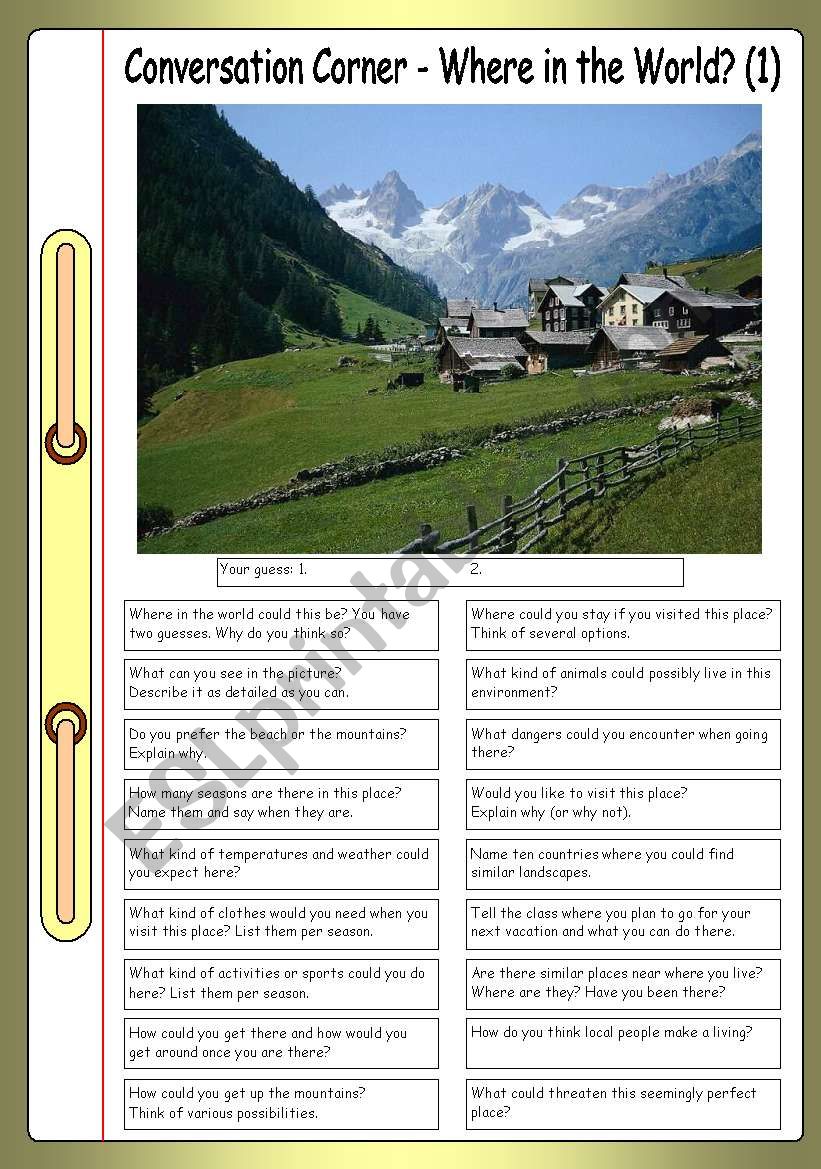 Conversation Corner: Where in the World? (1) - The mountains