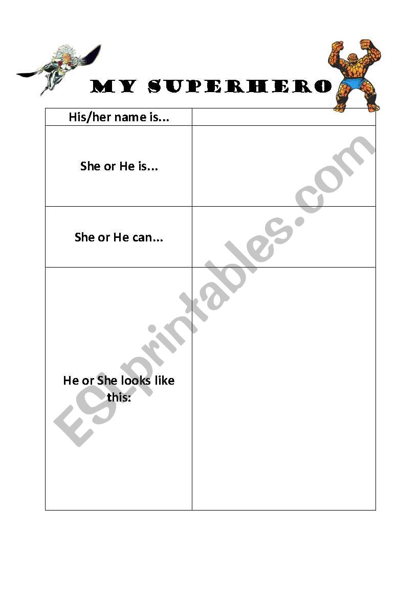 My Superhero worksheet
