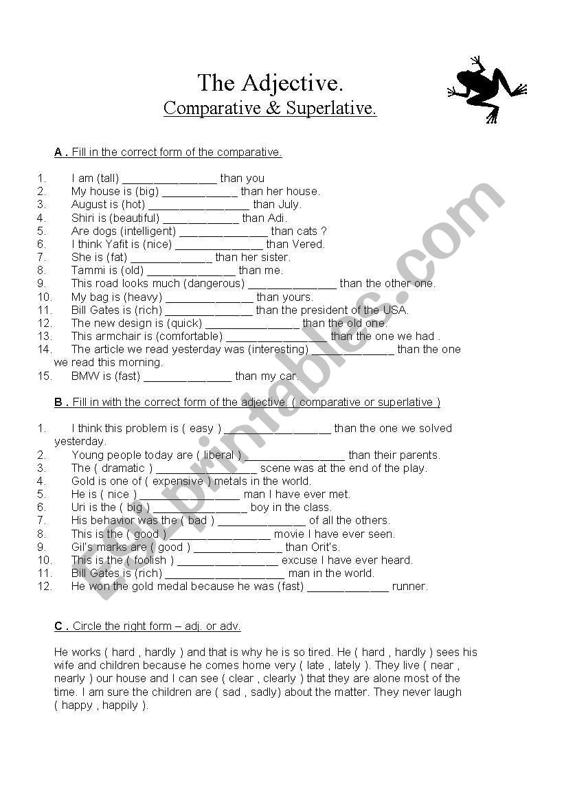 Adjectives - comparative & superlative