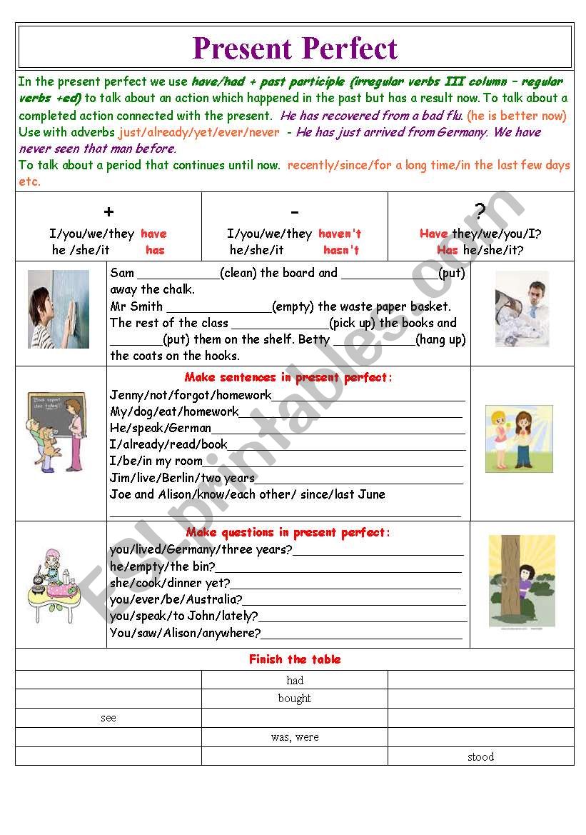 Present Perfect worksheet