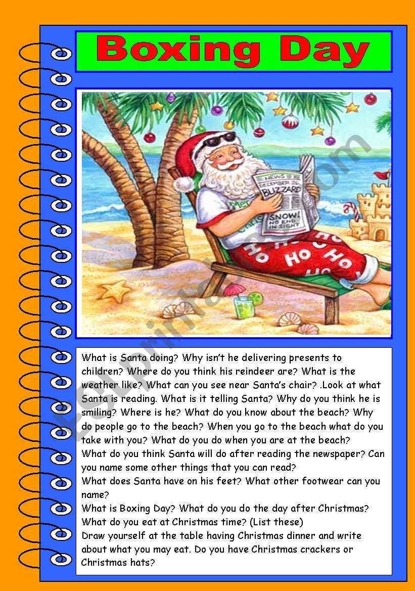 Christmas: Boxing Day worksheet