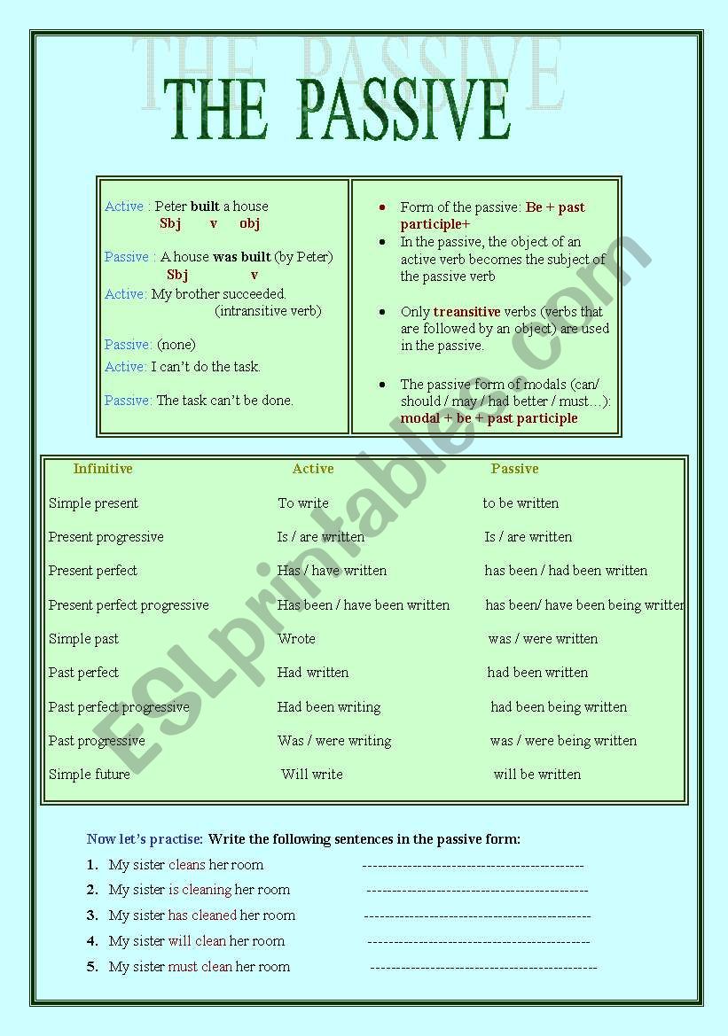 The passive  worksheet