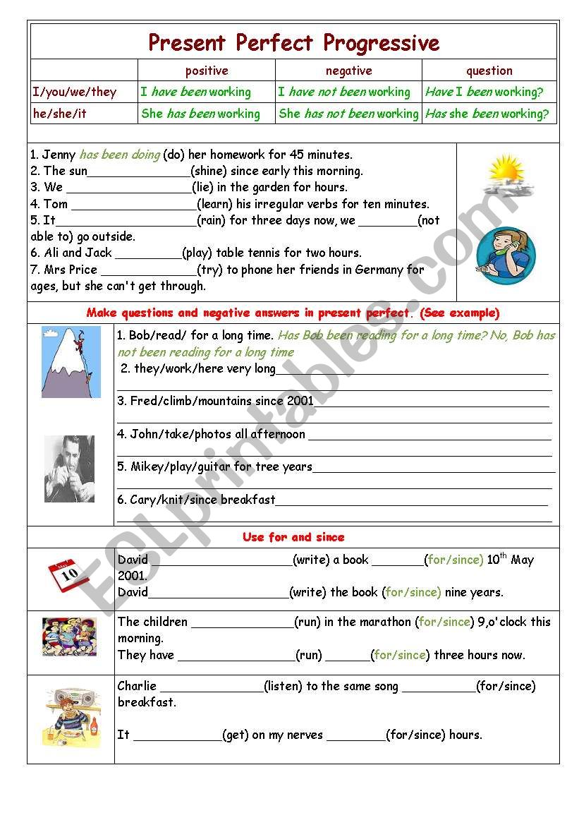 Present Perfect Progressive ESL Worksheet By Yetigumboots