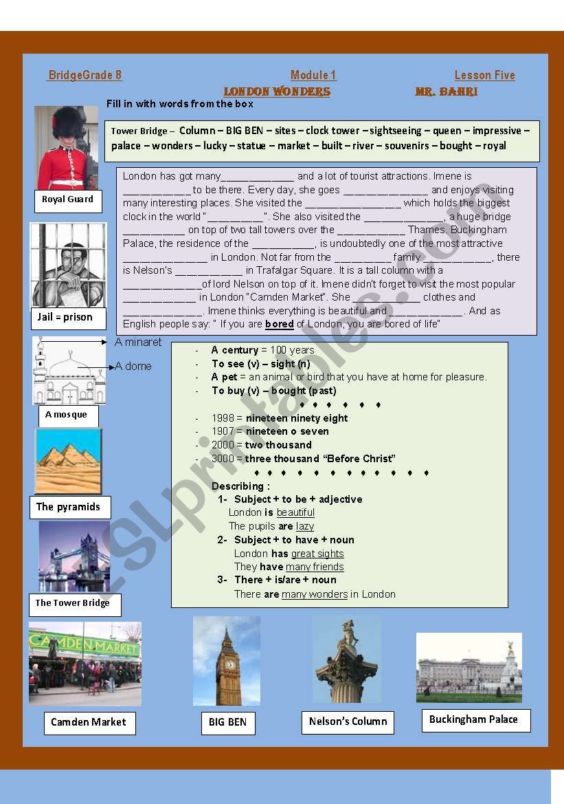 London Wonders worksheet