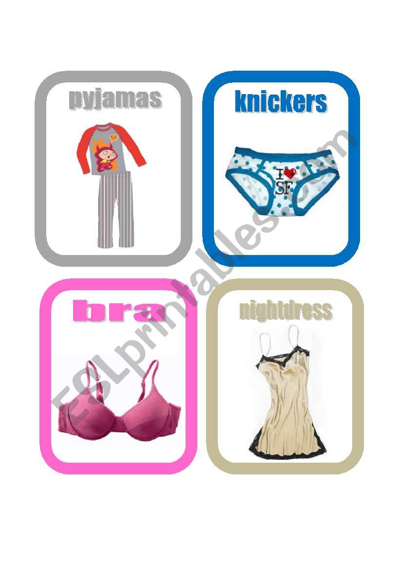 Clothes flashcards set 6 worksheet