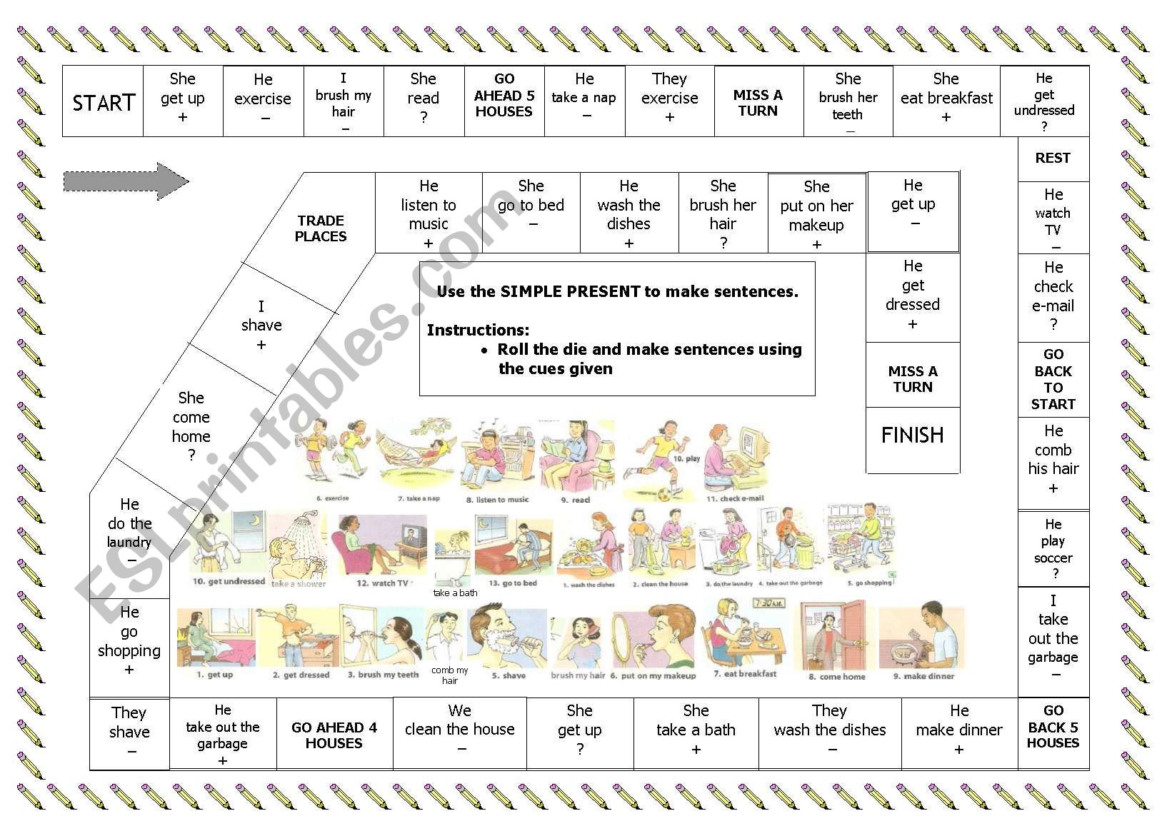 Simple Present Board Game worksheet