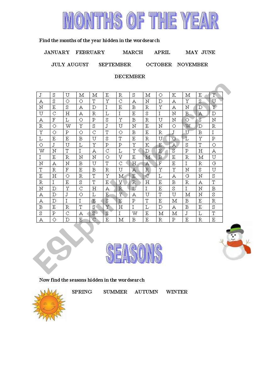 Months Of The Year worksheet