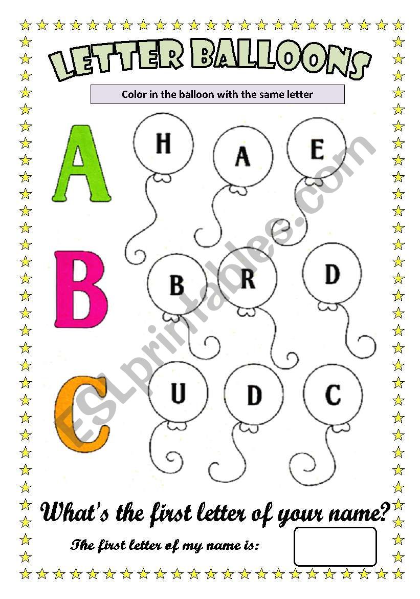 Letter Balloons worksheet