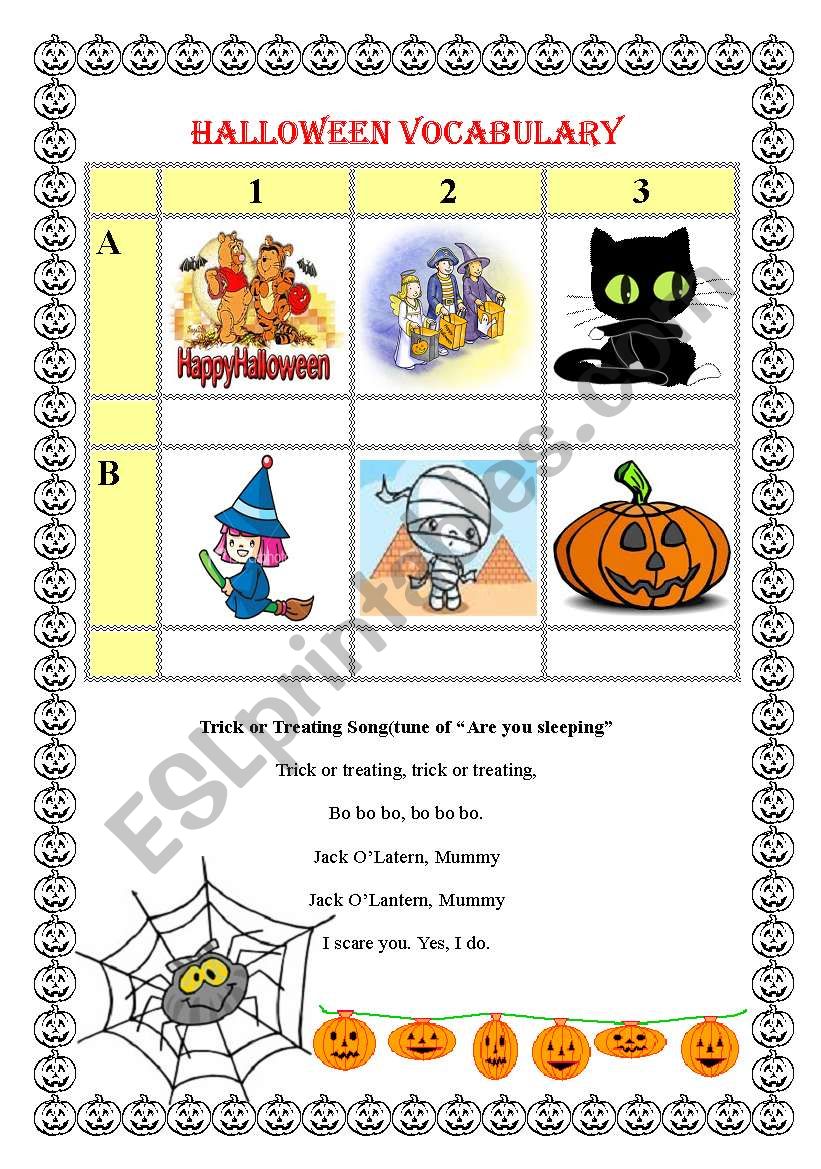 Halloween Vocabulary and Song for small kids