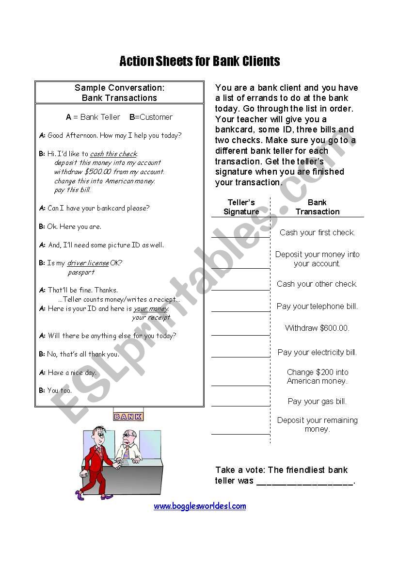 sheet for Bank Clients worksheet