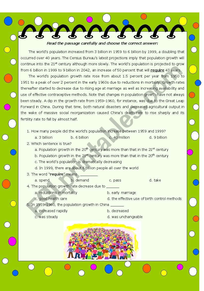 world population worksheet