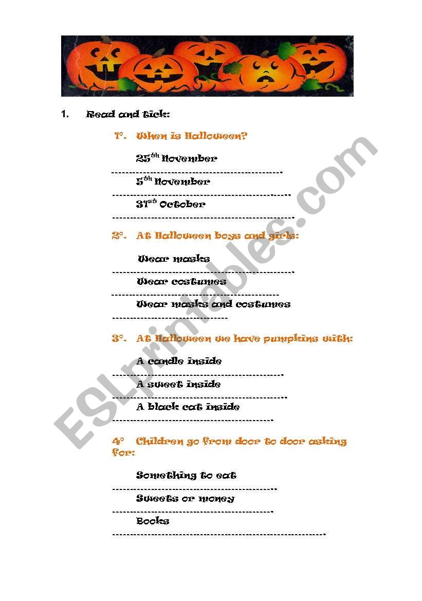 HALLOWEEN QUIZ worksheet