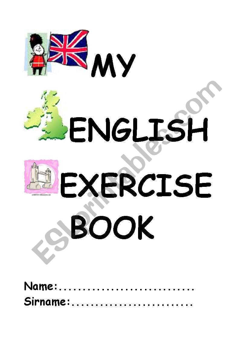 English exercise book cover worksheet