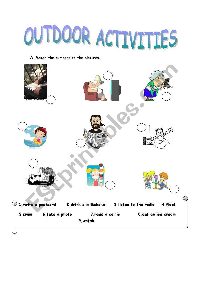 outdoor activities worksheet