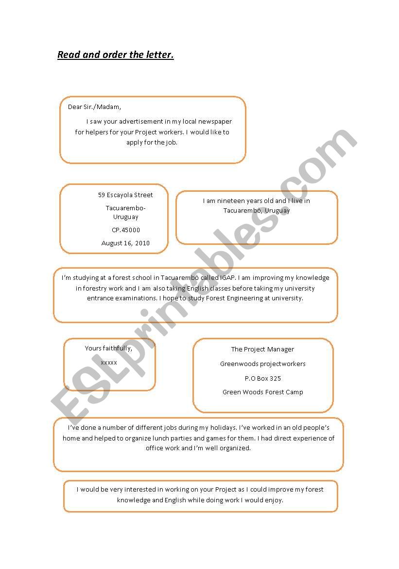 Application Letter-Read and order the letter