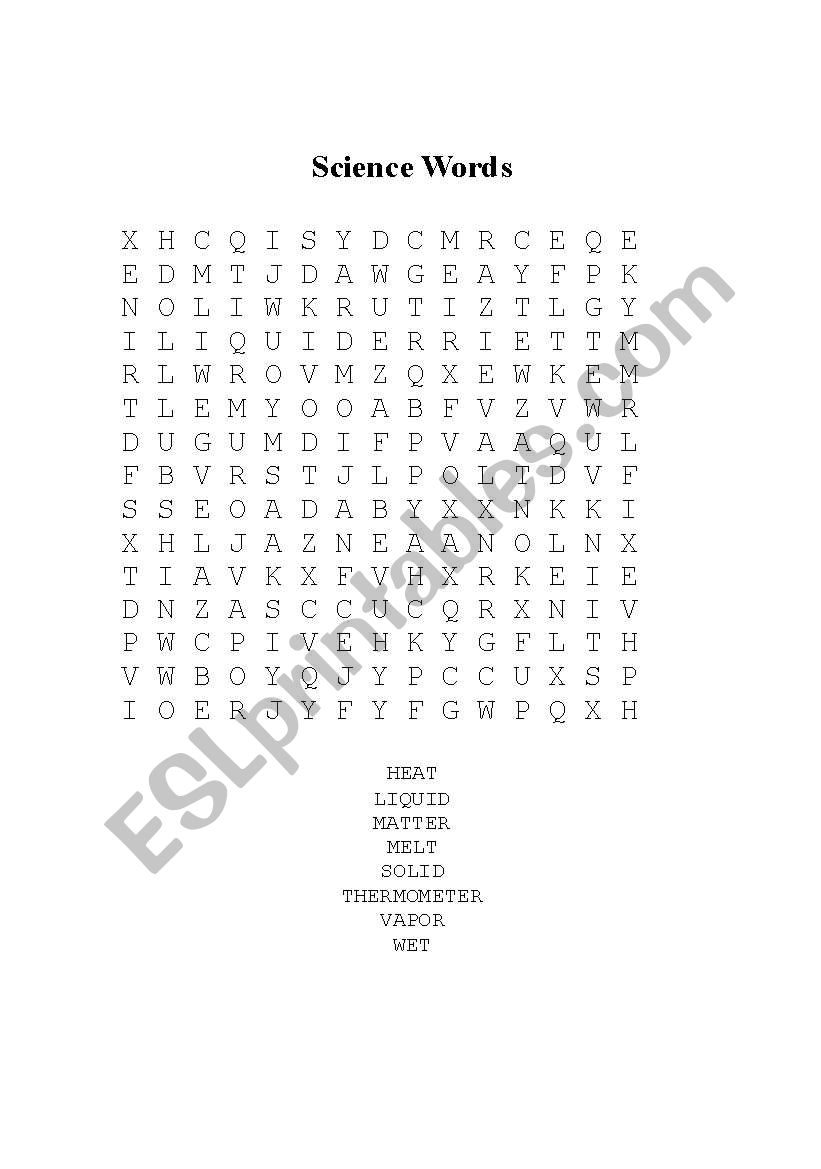 Science Words worksheet