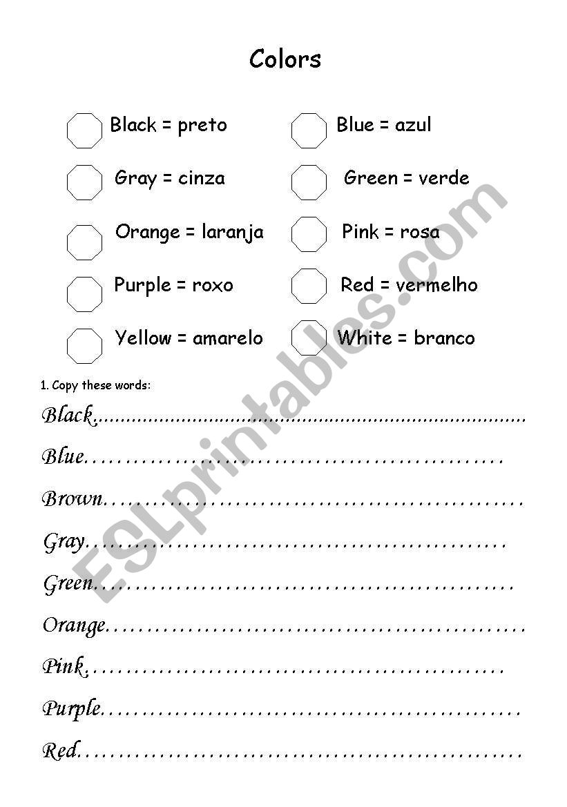 Colors worksheet