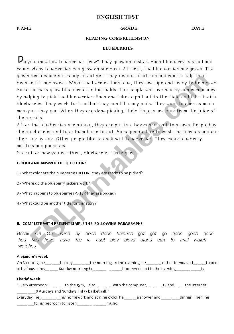 present past future  worksheet