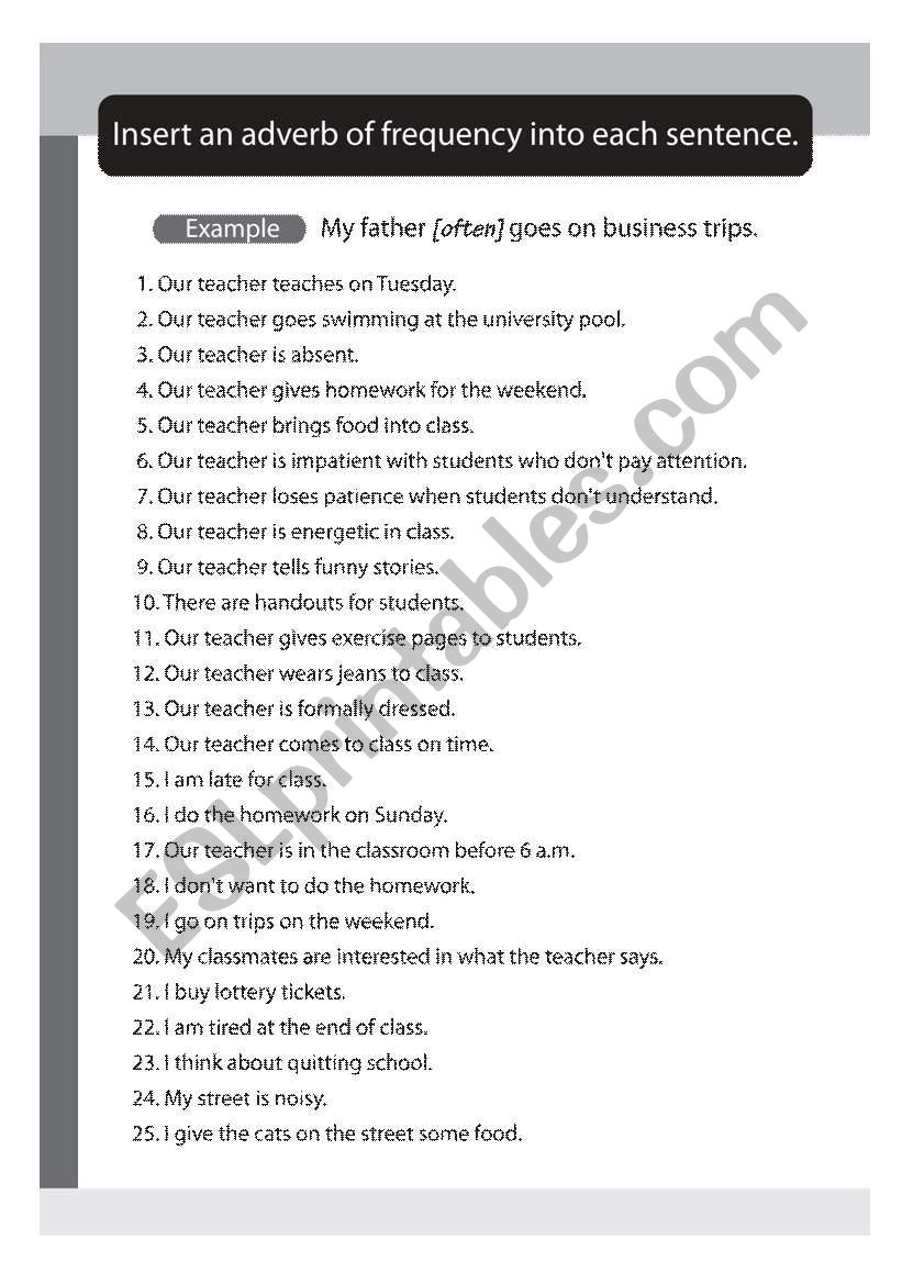 Practice on Positions of Frequency Adverbs